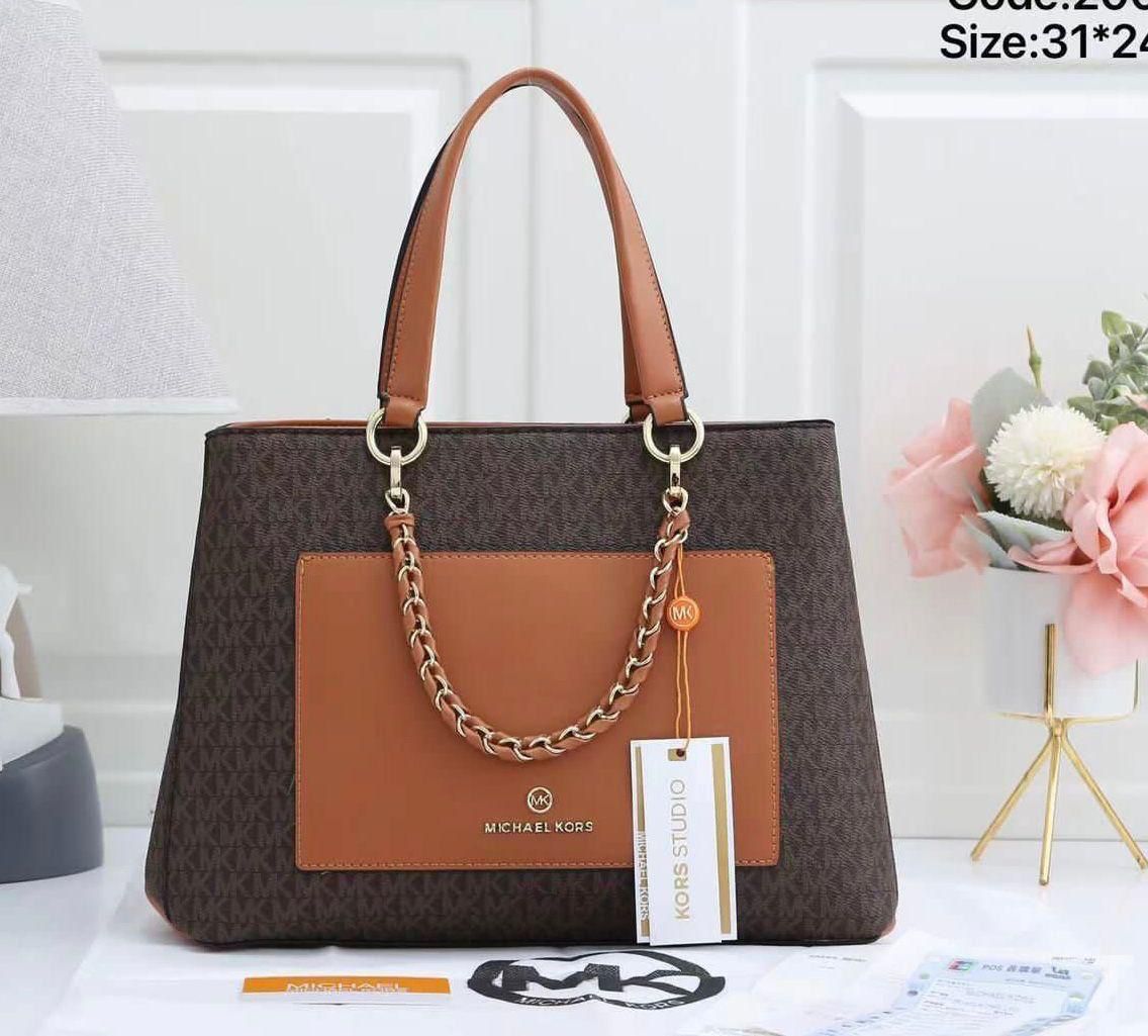 Signature Sophistication: Michael Kors 12A Quality Tote with Long Belt and MK Accessories